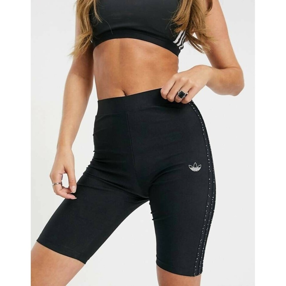 ADIDAS Originals diamante three stripe legging short in black XS - Picture 7 of 8